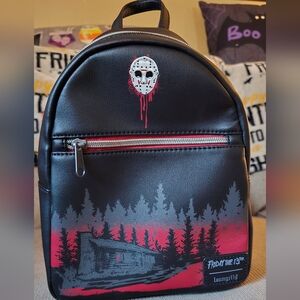 Loungefly Black and Gray Friday the 13th Backpack